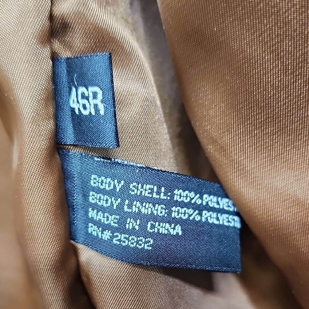 Circle S Dallas Texas Faux Suede Jacket Tan Two Button Mens 46R - Picture 3 of 11